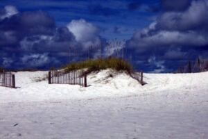 beach on stormy day